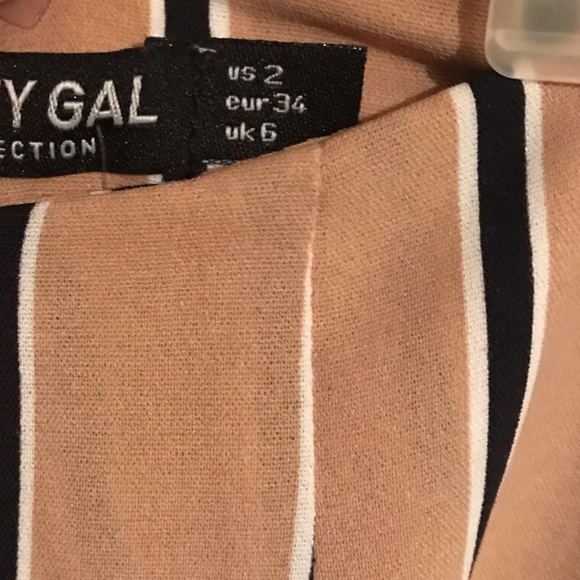📦5/$50 Nasty Gal Down The Line High Waisted Wide Leg Stripe Pants Neutral Tan - Picture 7 of 8